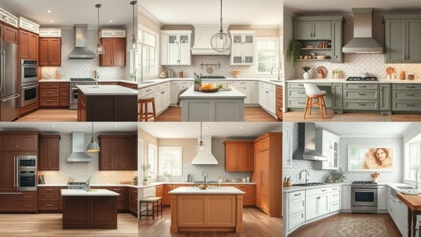 Elegant kitchen collage showcasing timeless color schemes and stylish designs.
