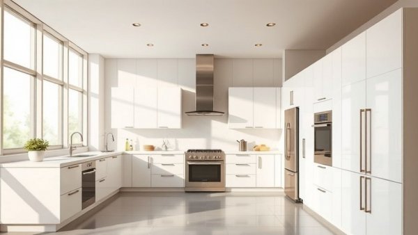 Modern kitchen design with white cabinets and sleek appliances