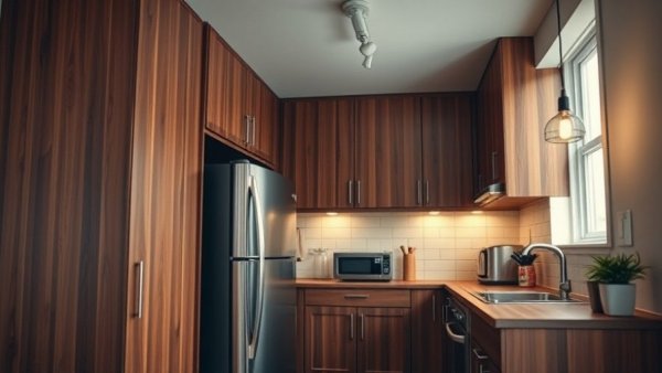 Modern kitchen with wooden cabinets and popular remodel trends.