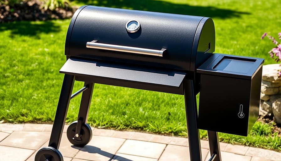 Sleek Brisk It Argo 640 AI-Enabled Pellet Grill on stone patio