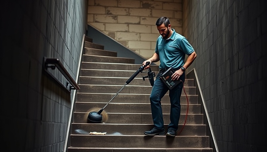 Person using Makita 40V Max XGT Telescoping Polisher on stairs.