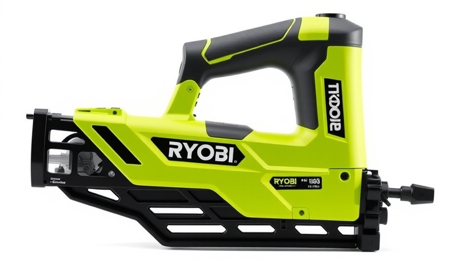 Ryobi nailer with AirStrike technology, isolated on white background for Ryobi nailer discount.