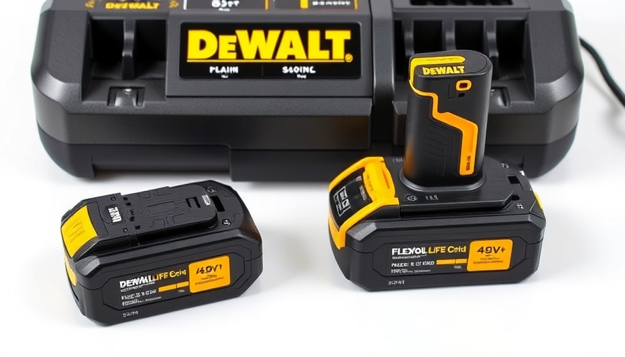 DeWalt FlexVolt battery and charger on white background.