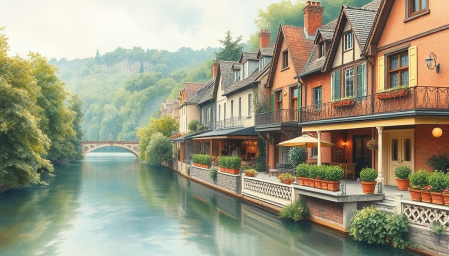 Charming boutique hotels near lush river settings.