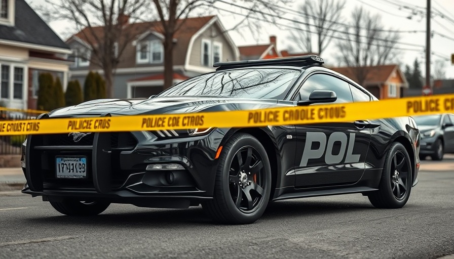 California Highway Patrol vehicle at crime scene with caution tape.