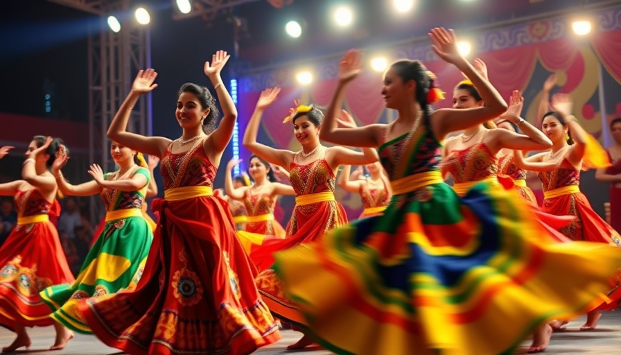 Dancers in vibrant attire celebrating Dussehra Diwali Dhamaka Festival.