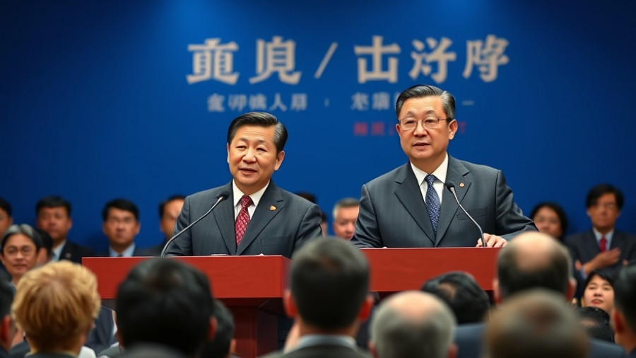 Formal leaders at U.S.-China trade war conference with speeches.