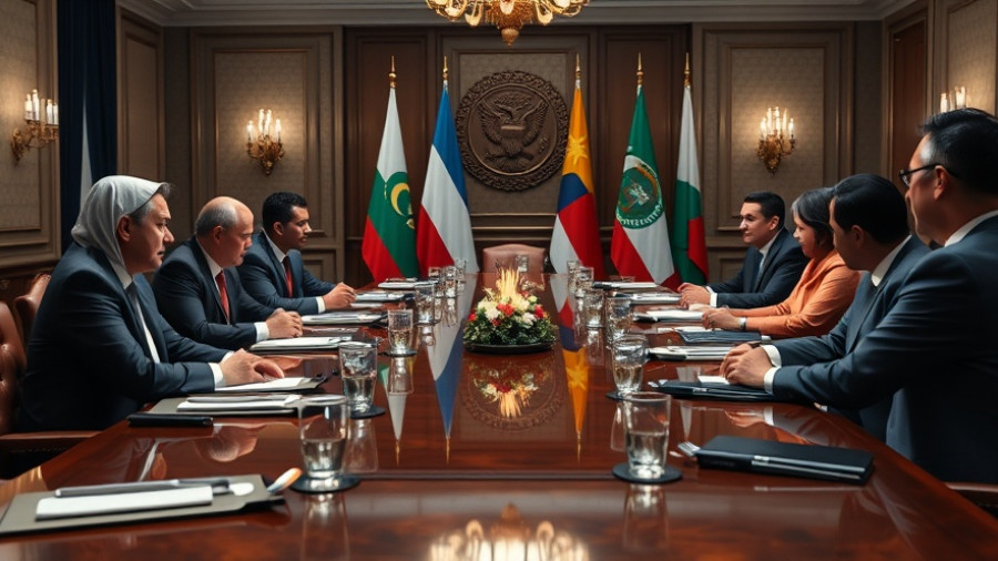 Delegates in a formal room discussing Ukraine Trump missile negotiations.