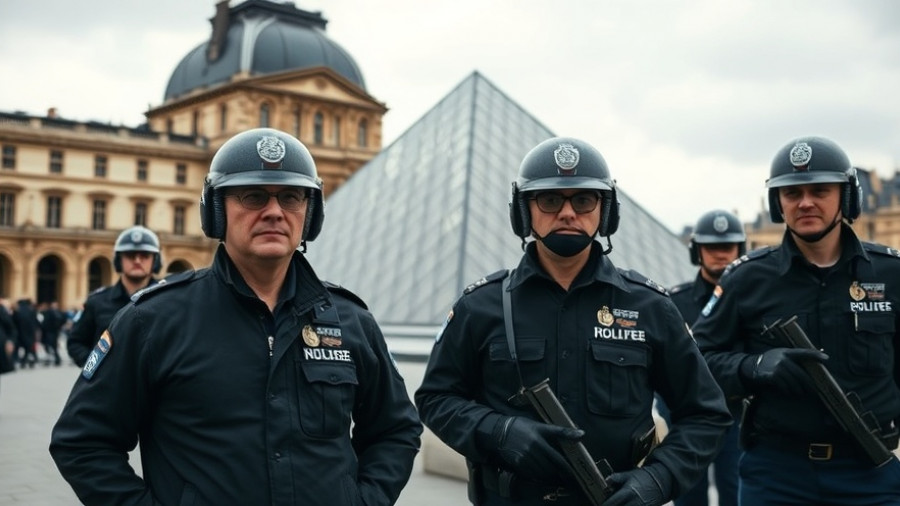 Police officers at Louvre after robbery of priceless jewels.