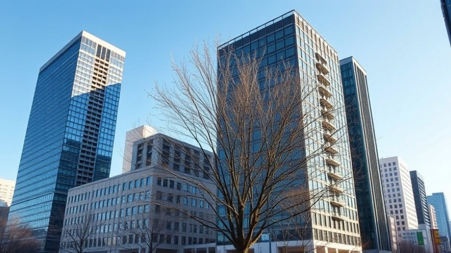 Urban architecture in San Francisco with high-rise and leafless tree
