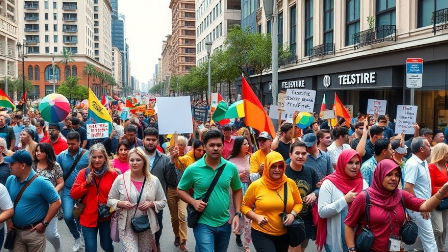 Massive 'No Kings' Protests: colorful crowd marching peacefully with signs.