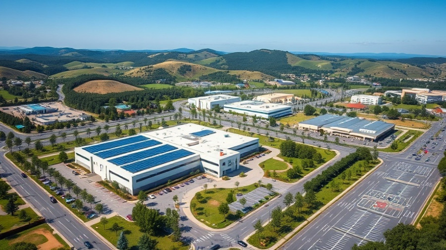 Bay Area corporate campus with solar panels and greenery.