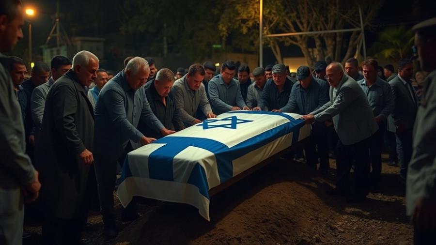 Gaza ceasefire tensions depicted in solemn night burial scene.