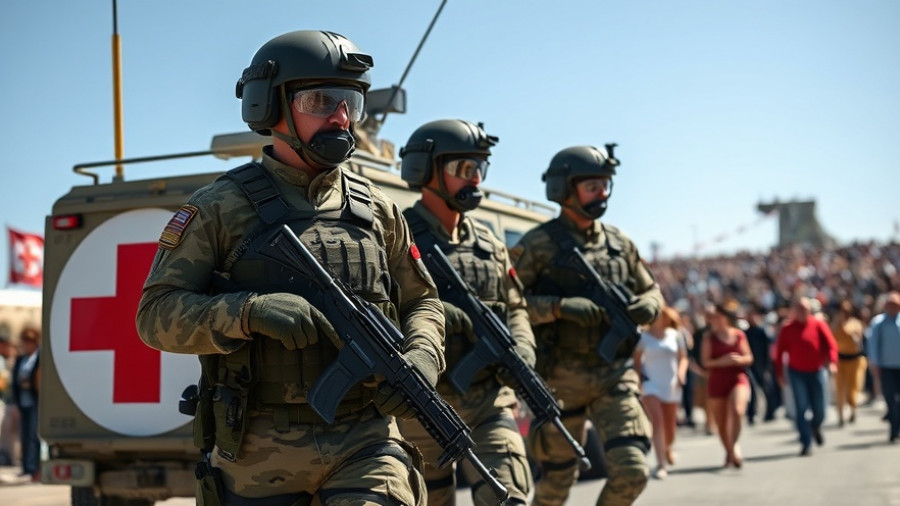 Masked military figure near Red Cross vehicle in Gaza
