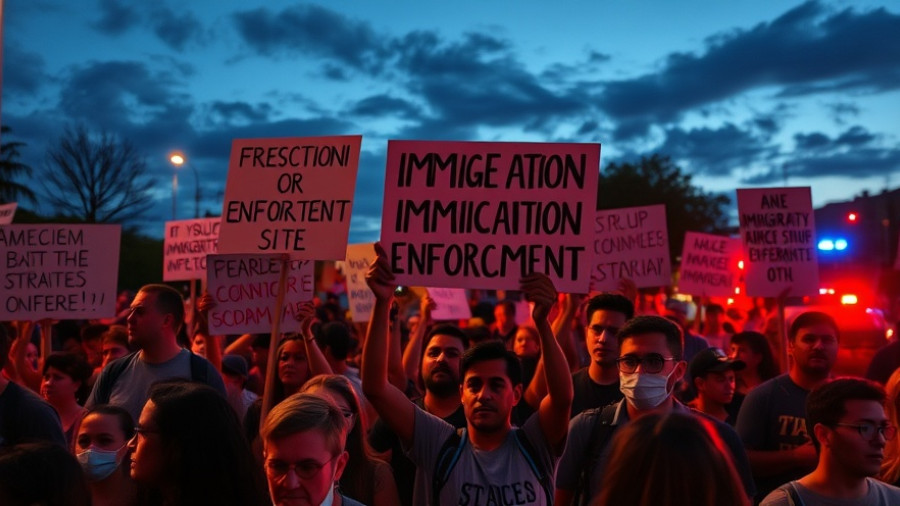 Coast Guard immigration protests with twilight protest scene.