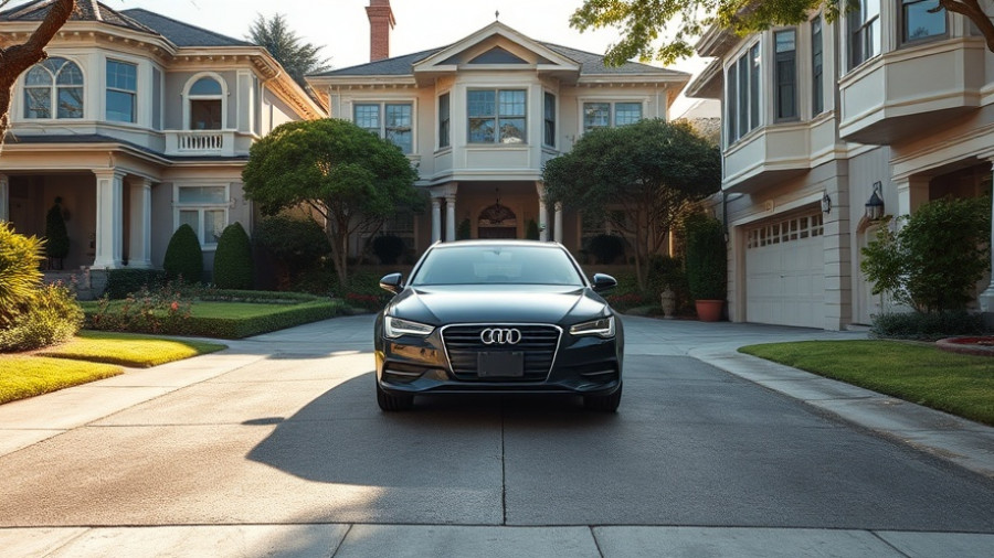 Residential driveway with parked car in San Francisco neighborhood.
