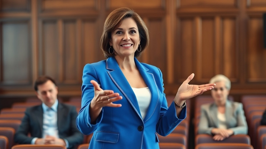 Confident woman discussing Canada Indo-Pacific Strategy update in formal setting.