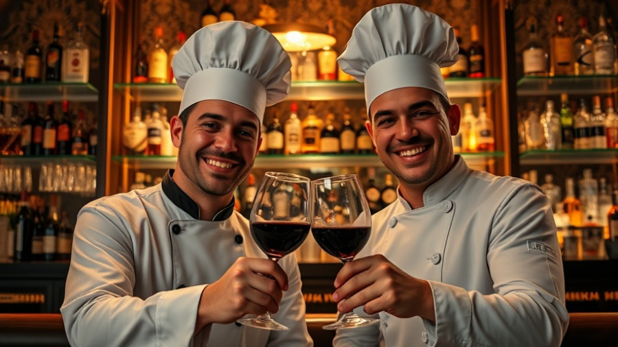 Two chefs toasting at a luxurious San Francisco bar