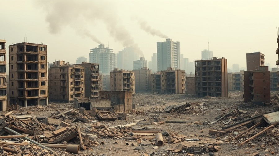 Gaza unexploded ordnance: Urban devastation with rubble and damaged buildings.