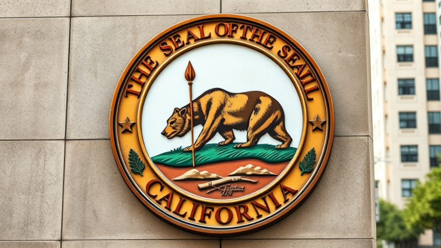Great Seal of California San Francisco on a wall, vibrant emblem.