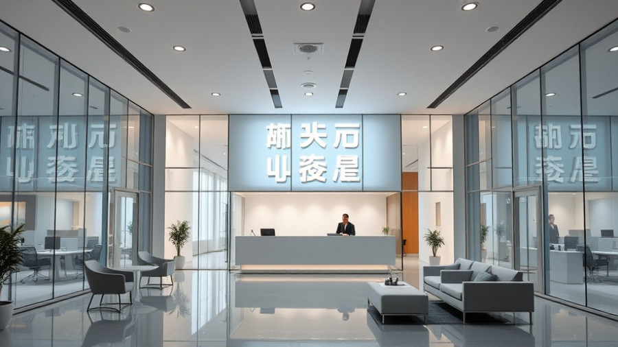 Radio Free Asia office reception area with illuminated logo.