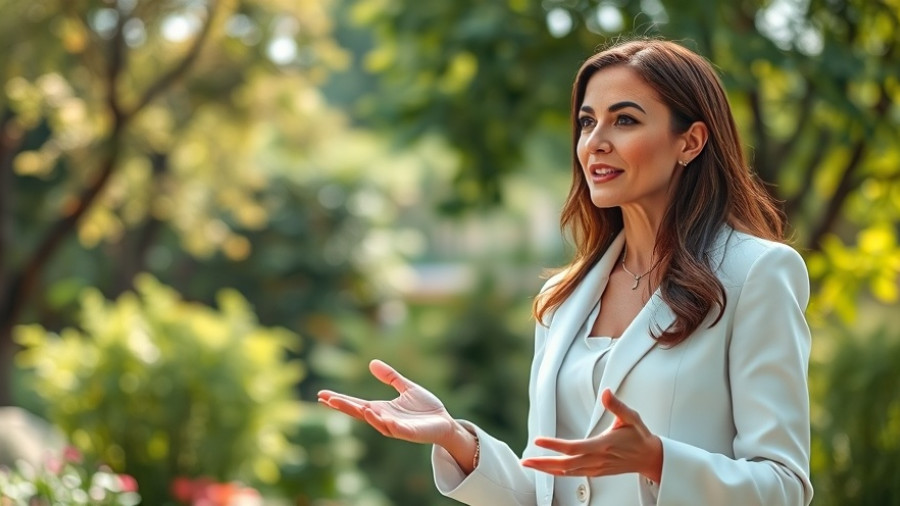 Confident woman speaking outdoors, related to Canadian firearms in Russia.