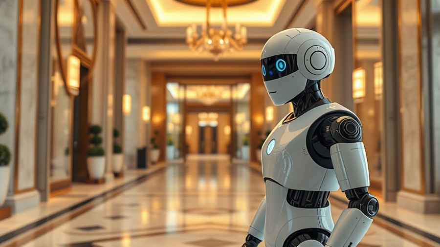 Humanoid robot at Shangri-La Hotel entrance, Hongqiao Airport.