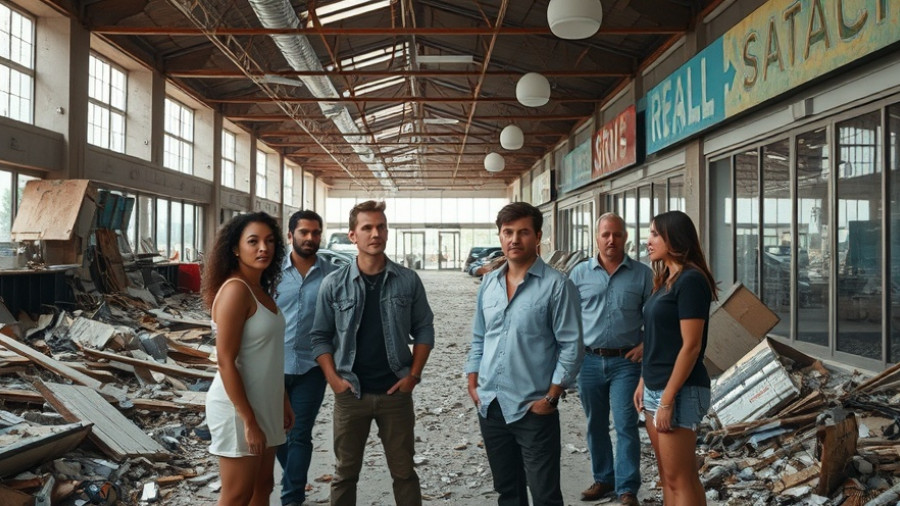 Hurricane Melissa survivors amid debris in damaged building.