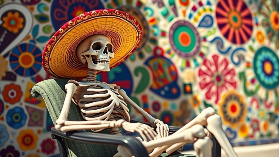 Lifelike skeleton with sombrero at Día de los Muertos in San Francisco.