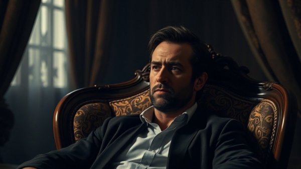 Reflective man in armchair before first deportation flight to Iran.