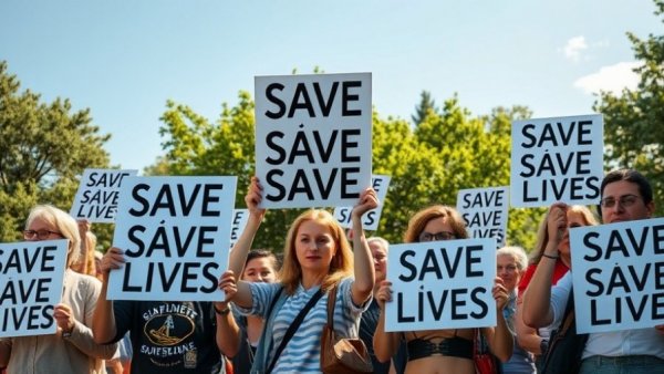 Group supports California $23 Billion Science Fund outdoors holding signs.