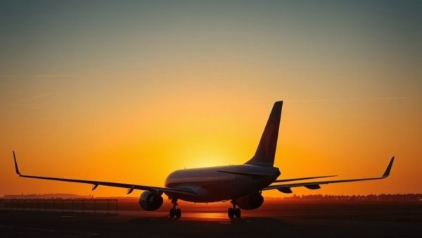 Silhouetted airplane at sunset on runway, reflecting on why airplane tickets are so expensive.