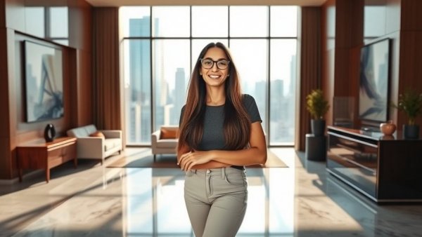 Professional woman in Hyatt branded residences office.