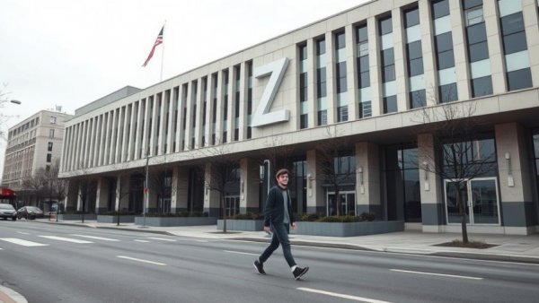 Urban street scene with pedestrian and 'Z' symbol on building, Russian activists dissent alternatives.