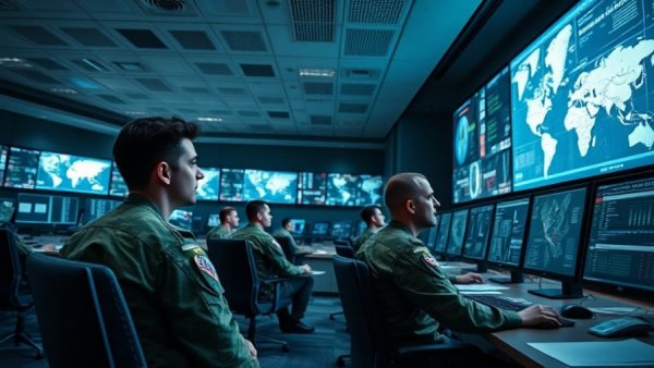 Military command center analyzing data related to Palestinian Voices in Gaza Planning.