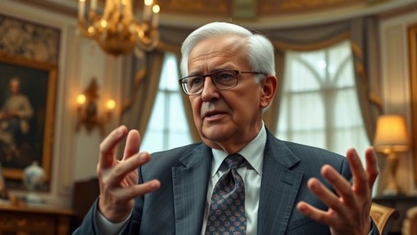 Elderly male speaking in an ornate office, Trump's 28-Point Plan for Ukraine discussion.