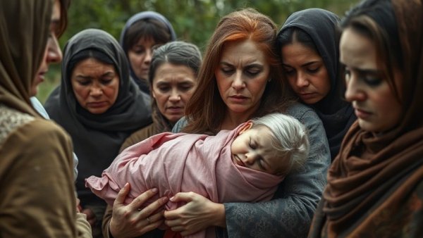 Somber women mourning in Israeli-Lebanese conflict context.
