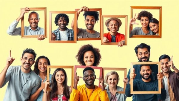 Colorful collage of individuals in San Francisco Squares theme.