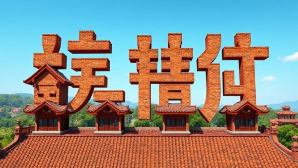 Chinese luxury real estate buyers concept with house-shaped characters.