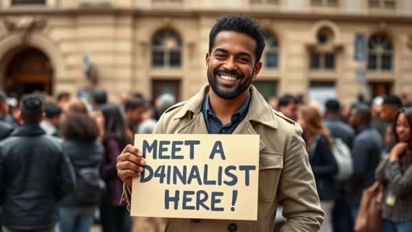 San Francisco local news: Man holds sign at city event.