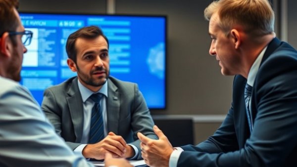 Man in business attire engages in intense discussion at conference.