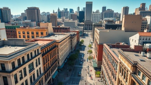 San Francisco aerial cityscape showcasing historic architecture.