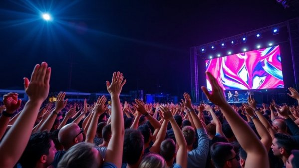 Energetic night concert scene embodying Iran Cultural Renaissance.