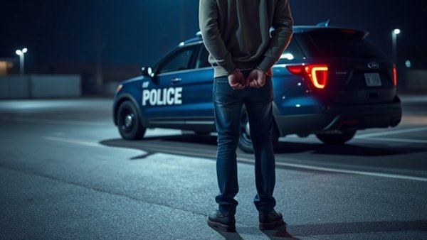 Valley Fair Mall Shooting Arrest: Individual handcuffed near police car.