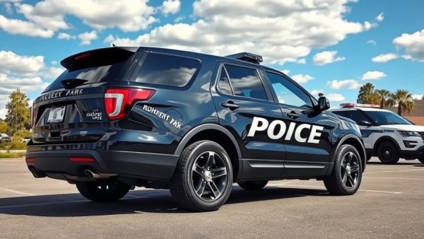 Rohnert Park police vehicle in sunny parking lot.