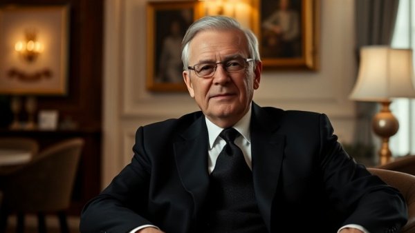 Elderly man in suit seated indoors, Russia Europe war tensions.