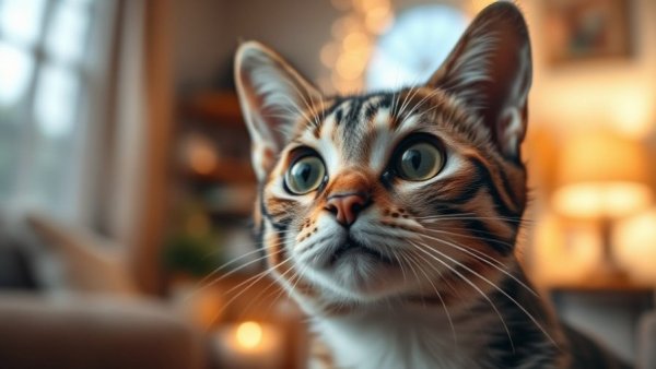 Randa's Market cat news features curious close-up cat.