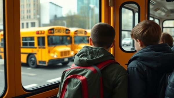Students boarding school bus amid SFUSD budget cuts discussion.