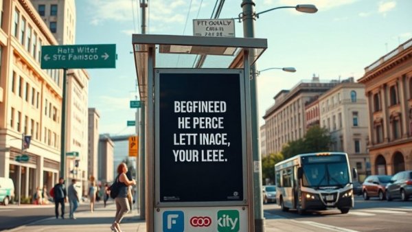 Rage-bait advertising in San Francisco bus stop with bold message.