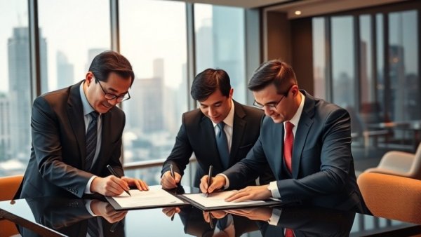 Saudi hotel brand executives at strategic joint venture signing.
